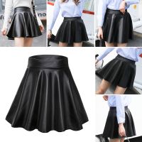 【CC】 Faux Leather Skirts Waist Elastic Short Skirt Multipurpose Nightclub