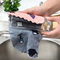 CABEZA Dish Towels Cleaning Towels Absorbent Wiping Rags Cleaning Cloth Tableware Printed Cleaning Tools Dish Washing Household Items Duster Kitchen Supplies