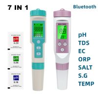 บลู-ฟันดิจิตอล7 In 1 Ph มิเตอร์พีเฮช/TDS/EC/ORP/ความเค็ม/SG/มิเตอร์วัดอุณหภูมิทดสอบเครื่องตรวจคุณภาพน้ำน้ำดื่มพิพิธภัณฑ์สัตว์น้ำ