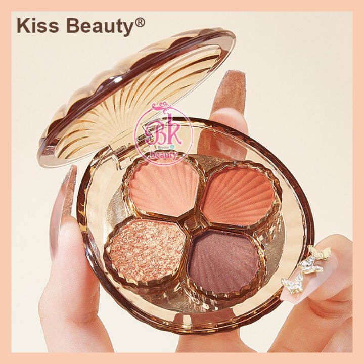 kiss-beauty-อายแชโดว์-อายแชโดว์เปลือกหอย-nbsp-อายแชโดว์พาเลทท์-nbsp-4-เฉดสี-กันน้ำ-ติดทนนาน-พาเลทอายแชโดว์-อายแชโดว์ทาเปลือกตา