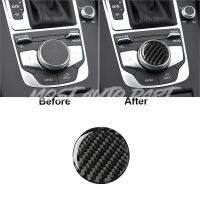 fgjfykjd Soft Carbon Fiber Interior Central Console Knob Panel Cover Trim For Audi A3 2014-2019 1pcs