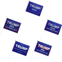 ZXZ Trump hand Flag 100pcs 14*21cm Polyester Trump Hand waving Flag with plastic flagpole usa custom hand flag