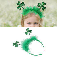 Clover Headband พลาสติกน้ำหนักเบา Green Clover Feather Hair Band สำหรับผู้หญิง DIY Hair A