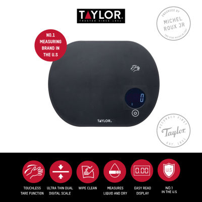 Taylor USA Pro Digital Kitchen Food Scales With Touchless Tare Function (5.5kg/12.12lbs) - Black เครื่องชั่งน้ำหนักดิจิตอล