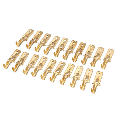 20 Pcs 1/4" Stud Brass Male Cable Connector Non-insulated Ring Terminal