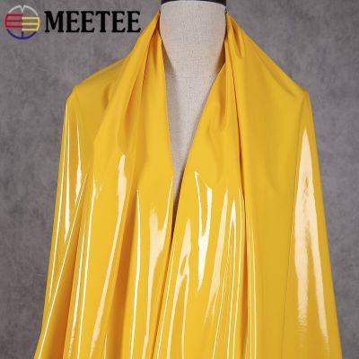 ：“{—— 50*145Cm Meetee Shiny Glossy Soft Leather Fabric Elastic Faux PU Fabrics For Dress Clothes Material DIY Sewing Accessories