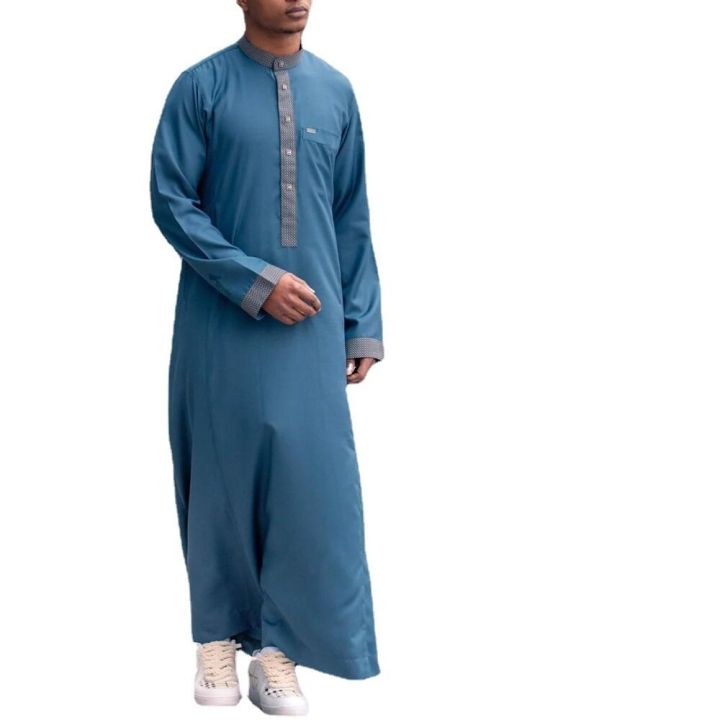 ชุดคลุมมุสลิมสำหรับผู้ชายเสื้อยาวแบบเรียบง่าย-ชุดคลุมมุสลิม