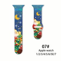 yiqtft Silicone Strap For Apple Watch Band 40MM 38MM 41MM 49MM 44MM 45MM 42MM Christmas Printing Silicone Bracelet Strap iWatch S8 7 SE