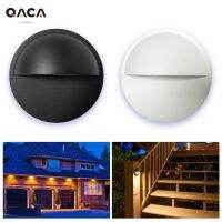 QACA LED Deck Lights IP67 Waterproof Corridor Wall Lighting AC/DC12V 2W Aluminum-Alloy-Body Pathway Yard Fence Door Wall Lamps