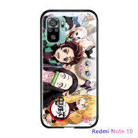 (4G) UCUCเคสมือถือ เคสโทรศัพท์ เคสXiaomi Redmi Note 10ปลอก Redmi Note 10 Japan Anime Demon Slayer เคสโทรศัพท์ Kimetsu ไม่มี Yaiba Tanjirou Nezuko Glossy กระจกเทมเปอร์ปลอกกันกระแทก