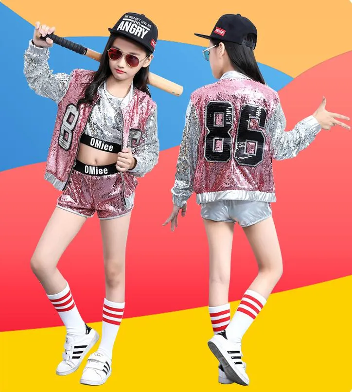 Kids Hip Hop Clothing Baseball Costume Clothes for Girls Jazz