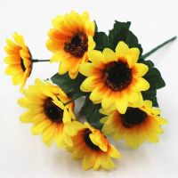 Artificial Sunflower Bouquet 7 Stem Fake Sunflower Bunch For Home Wedding Party Decor Office Table Decor Realistic Looking