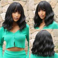 Black Short Wavy Bob Synthetic Wigs Cosplay Lolita Colored Wig for Women Afro Heat Resistant Natural Wave Hair Wig with Bangs [ Hot sell ] Decoration Center