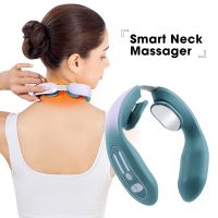 ZZOOI TENS Neck Massager Electric Acupoints Lymphvity Massage Device Cervical Spine Heating Massage Pain Relief Shoulder Relaxation