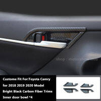 Toyota Camry Accessories Car Interior Trim Cover Reading Light Panel Air Vent Frame  Inner Door Bowl Cover Auto Part Rearview Mirror Cover ABS Material Bright black carbon fiber for 2018 2019 2020 Model