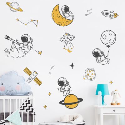 ELEGANT Space นักบินอวกาศการ์ตูนสติ๊กเกอร์ติดผนัง Eco Friendly Home Decor PVC Wall Decals Art ภาพจิตรกรรมฝาผนังสำหรับห้องนอนเด็กเนอสเซอรี่ Baby Room