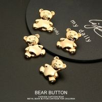 Gold Bear Buttons Metal Settings Sweater Shirt Sewing Embellishment Diy Crafts Supply Needlework Scrapbooking Accessories 6pcs Haberdashery