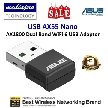ASUS Dual-Band WiFi 6 AX1800 USB Network Adapter Black USB-AX55 Nano - Best  Buy