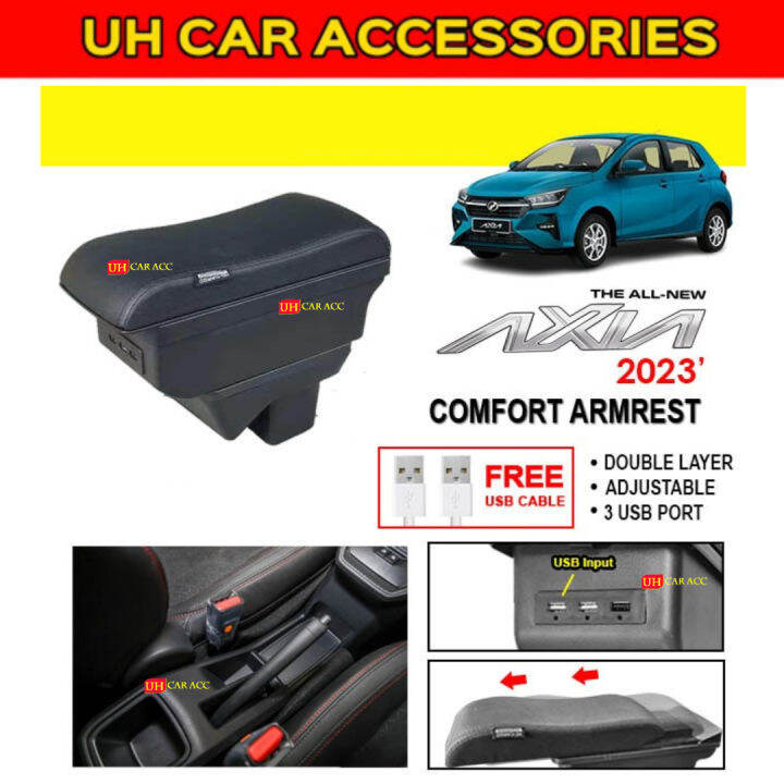 PERODUA AXIA 2023 A300 CAR ARM REST COMFORT ADJUSTABLE CONSOLE BOX