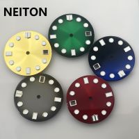 NEITON Sterile 28.5Mm Watch Dial Green Luminous Fit NH35 Movement Lume Watch Dial