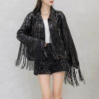 ✓❣ WomenS Sequin Sleeve Coat With Tassel Lapel Loose Jacket Coats Ladies Fashion куртка женская