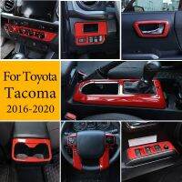 For Toyota Tacoma 16-20 ABS Red Central Control Stee Wheel Dashboard Water Cup Holder Door Handle Car Interior Essories