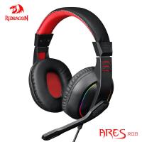 REDRAGON ARES H120หูฟังสำหรับเล่นเกม RGB,3.5Mm เสียงรอบทิศทางคอมพิวเตอร์หูฟังสำหรับคอมพิวเตอร์หูฟังไมโครโฟนสำหรับ PS4 5 Xbox