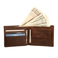 Yuntan สีน้ำตาลคุณภาพดีปิดกั้น RFID ของผู้ชายสีดำกระเป๋าใส่เงินหนังแท้เหรียญที่ใส่บัตรประชาชนธนบัตรกระเป๋าเงินใส่เหรียญกระเป๋า630-50