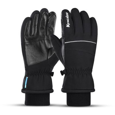 ถุงมือกีฬา Windproof กันน้ำหนาขี่จักรยานหน้าจอสัมผัสถุงมือสกีสีดำขนาดตัวเลือก