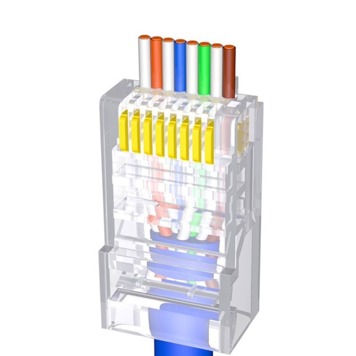 100ชิ้นเครือข่ายผ่านการเชื่อมต่อ-rj45-cat6-cat5e-lan-utp-เคเบิ้ลเสียบเครื่องมือฟรี-cat6การติดตั้งสายเคเบิลเชื่อมต่อ