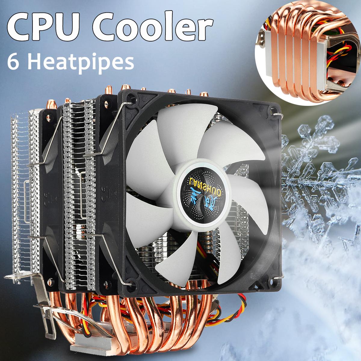 Suitable for AMD 1366. 1155 1156 1151 Blue light Annadue 6 Heatpipe CPU Cooler Quiet for PC Computer for AMD/INTEL-Blue LED 1150 CPU Fan INTEL 775 Dual-tower CPU Cooler 