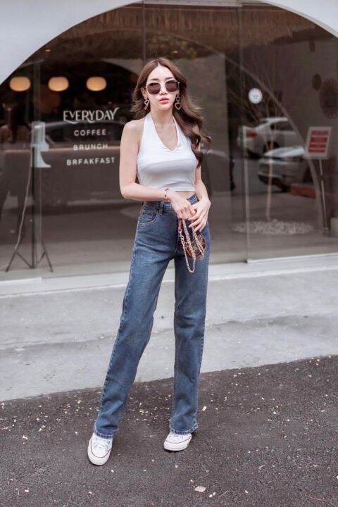 พร้อมส่ง-babarryjeans-มีบิ๊กไซส์-s-5xl-ยีนส์ทรงกระบอก-ผ้ายีนส์ยืด-เอวสูง-ยีนส์เรียบ-วินเทจ-เก็บทรงสวย