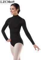 Women Long Sleeve High Neck Leotards White Ballet Dance Leotards Gymnastics Spandex Dancewear Ballerina Costumes