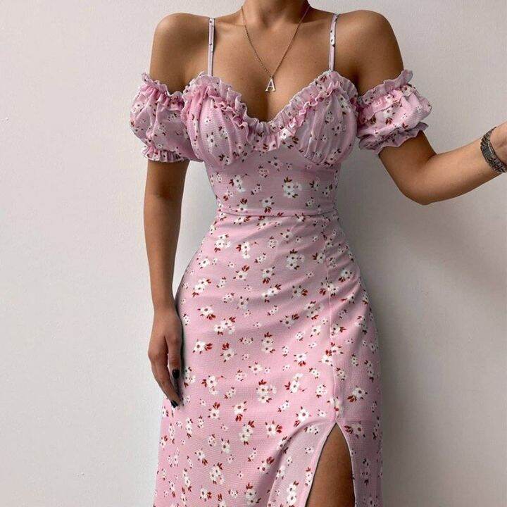 sexy-sling-ruffle-strapless-slit-party-dress-women-elegant-off-shoulder-v-neck-long-robe-spring-floral-print-slim-vestidos-21764