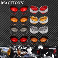 Motorcycle 2Pcs Visor-Style Turn Signal Bezels Black Chrome Smoke Amber Red  Cover For Harley Sportster XL Softail Tou