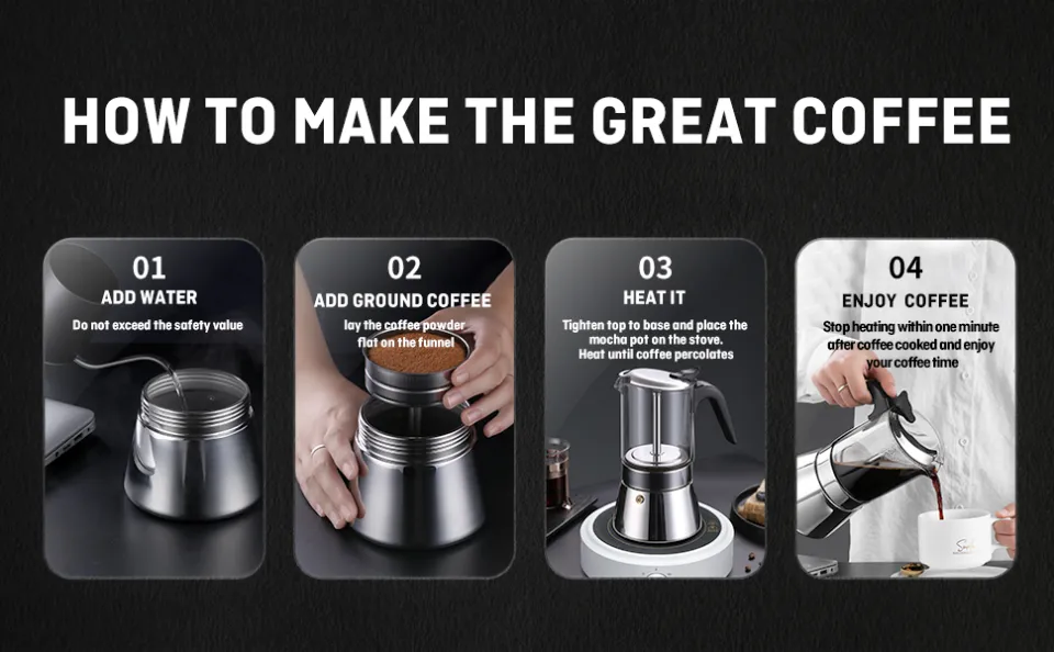 Moka Induction Stovetop Espresso Maker,Glass-Top & Stainless Steel Espresso  Moka Pot,Classic Italian Coffee Maker, 240Ml 