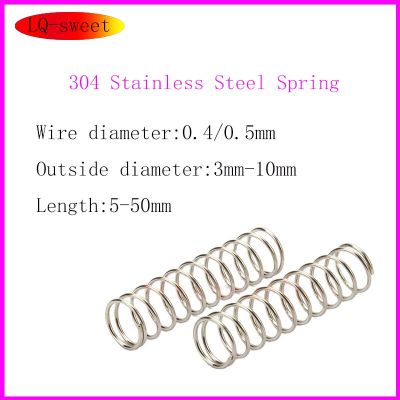 304 Stainless Steel Compression Spring Return Spring Wire Diameter 0.4/0.5mm Outside Diameter 3-10mm Pressure Spring 10Pcs Food Storage  Dispensers