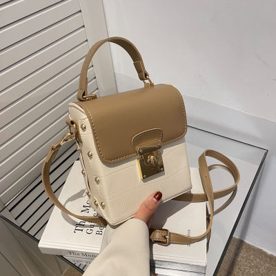 2022 New Spring Women Bags Brand Design Luxury Ins PU Leather Handle Handbag Female Small Square Messenger Bag