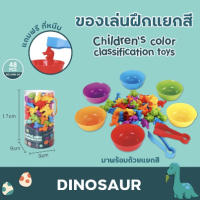 ของเล่นฝึกแยกสี ของเล่นเสริมพัฒนาการ Montessori มาพร้อมที่คีบและถ้วยแยกสี