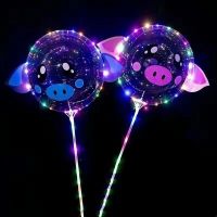 Web celebrity transparent bobo ball with lights glowing hot money pushingwith cartoon square balloon luminous to the hot