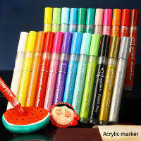 122448สีอะคริลิค Marker ชุดเด็ก Handmade DIY Graffiti ผ้าใบห่อกระดาษกันน้ำ Fast สี Paintbrushes