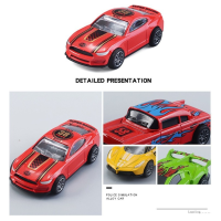Diecast Scale 1:64 Pull Back Alloy Toy Car Model Metal Simulation Police Taxi Sports Racing Car Model Set Kids Toy for Boy Gift