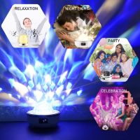 Wireless Speaker 360 Degree Rotation Projector Bluetooth Music Player Night Light Digital Clock LED Lamp Support TF SD Card YYK