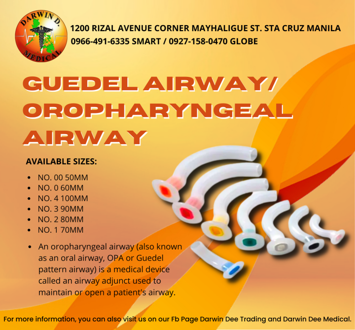 GUEDEL AIRWAY/OROPHARYNGEAL AIRWAY (AVAILABLE SIZES 00, 0, 4, 3, 2, 1 ...