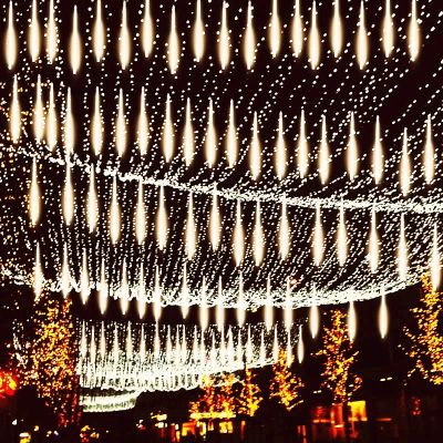 30/50cm 8 Tube Meteor Shower LED String Lights Outdoor Christmas Tree Decorations Street Garland Decor Noel New Year Navidad