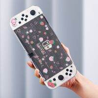 ฝาครอบป้องกันน่ารักสำหรับ Nintendo Switch คอนโซลโอแอลอีดี TPU + PC เคสโปร่งใสเงางามสำหรับอุปกรณ์เสริมเคสโทรศัพท์ Nintendo Switch