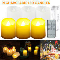 6pcs Candle Light Flameless LED Tealight Tea Candles Wedding Light Wedding Decor Rechargeable LED Candle Light with Remote Timer