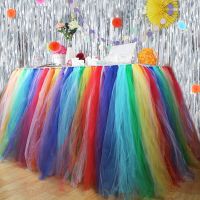 Sweet table skirt baby birthday table decoration tulle table cloth skirt diy birthday party decoration table home