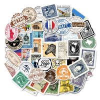 50/56/60pcs Retro Stamp Sticker Travel Historical Building Postmark Postage Stickers For Luggage Laptop Travel Guitar Fridge F5