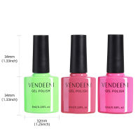 Vendeeni ชุดเจล3สีทาเล็บ,สีทึบลิปกลอสใสผงกากเพชรชุดทำเล็บมือ